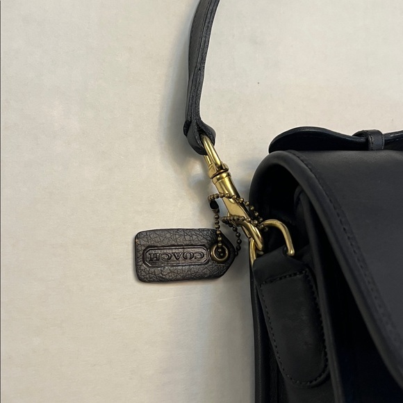 COACH VINTAGE COURT BAG CROSSBODY SATCHEL NAVY BLUE LEATHER 1229 MADE IN US - Picture 8 of 16